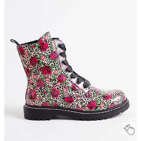 Torrid x Betsey Johnson Leopard Rose Combat Boots - Picture 4 of 10